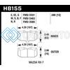 HAWK PERFORMANCE HB155S.580 90 MAZDA RX-7 GXL/U  / 86-91 & 93-95 RX-7 HT-10 RACE FRONT BRAKE PADS