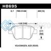 HAWK PERFORMANCE HB695F.609 12 AUDI A3 / 11-12 VW GOLF GTI/JETTA S/JETTA SE/JETTA SEL/JETTA TDI HPS STREET REAR BRAKE PADS