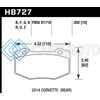 HAWK PERFORMANCE HB727N.592 14-15 CHEVROLET CORVETTE STINGRAY Z51 (W/ J55 BRAKE PACKAGE) HP+ STREET REAR BRAKE PADS