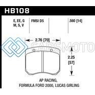 HAWK PERFORMANCE HB108G.560 AP RACING/FF 2000 14MM DTC-60 REAR RACE BRAKE PADS