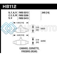 HAWK PERFORMANCE HB112U.540 85-97 CHEVROLET CAMARO W/REAR DISC BRAKES/84-96 CHEVROLET CORVETTE DTC-70 RACE REAR BRAKE PADS