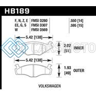 HAWK PERFORMANCE HB189G.595 79-84 VOLSWAGEN RABBIT / 85-90 VOLKSWAGEN CABRIOLET DTC-60 RACE FRONT BRAKE PADS