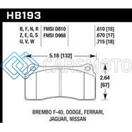 HAWK PERFORMANCE HB193W.670 DODGE / FERRARI FRONT & REAR / FERRARI / JAGUAR / NISSAN FRONT DTC-30 RACE BRAKE PADS