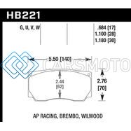 HAWK PERFORMANCE HB221U.787 AP RACING/WILWOOD DTC-70 RACE BRAKE PADS