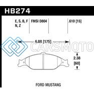 HAWK PERFORMANCE HB274F.610 99-04 FORD MUSTANG BASE/GT HPS STREET FRONT BRAKE PADS