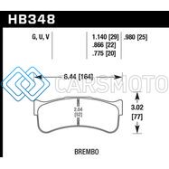 HAWK PERFORMANCE HB348U1.14 BREMBO DISC DTC-70 W/ 1.140IN THICKNESS RACE BRAKE PADS