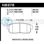 HAWK PERFORMANCE HB378E.565 03-07 RX8 BLUE RACE REAR BRAKE PADS D1008