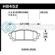 HAWK PERFORMANCE HB452F.545 03-05 WRX D1004 HPS STREET REAR BRAKE PADS
