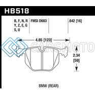 HAWK PERFORMANCE HB518F.642 01-06 BMW 330 / 97-01 740I / 96-01 750IL / 03-06 BMW M3 / 00-03 M5 / 00-06 X5 / 06-08 Z4 / 03-0