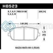HAWK PERFORMANCE HB523E.539 06-10 MAZDA MIATA MX-5 BASE BLUE 9012 RACE REAR BRAKE PADS