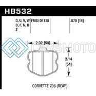 HAWK PERFORMANCE HB532F.570 06-10 CHEVY CORVETTE (OEM PAD DESIGN) REAR HPS SREET BRAKE PADS