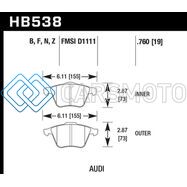 HAWK PERFORMANCE HB538F.760 09 AUDI A4 CABRIOLET / 05-07 A4 / 05-09 A4 QUATTRO / 06-09 A6 / 08 VW R32 HPS FRONT BRAKE PADS