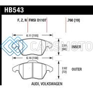 HAWK PERFORMANCE HB543Z.760 AUDI A3 QUATTRO / VW EOS / GOLF / JETTA / PASSAT / RABBIT PERFORMANCE CERAMIC FRONT BRAKE PADS
