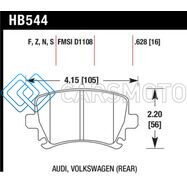 HAWK PERFORMANCE HB544Z.628 AUDI A3 / A4 / A6 QUATTRO PERFORMANCE CERAMIC REAR BRAKE PADS