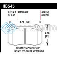 HAWK PERFORMANCE HB545G.564 03-04 INFINIT G35 / 04-09 NISSAN 350Z W/ BREMBO DTC-60 RACE FRONT BRAKE PADS