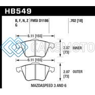 HAWK PERFORMANCE HB549F.702 07-08 MAZDASPEED3/06-07 MAZDASPEED6 HPS STREET FRONT BRAKE PADS