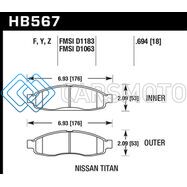 HAWK PERFORMANCE HB567Y.694 04-06 INFINITI QX56 / 05-06 ARMADA / 04 PATHFINDER / 04-07 TITAN LTS STREET FRONT BRAKE PADS
