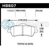HAWK PERFORMANCE HB607F.616 08-09 PONTIAC G8 3.6 BASE/6.0 HPS STREET REAR BRAKE PADS