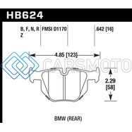 HAWK PERFORMANCE HB624F.642 06 BMW 330I/330XI / 07-09 335I / 07-08 335XI / 09 335D / 08-09 328I HPS STREET REAR BRAKE PADS