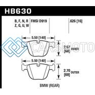 HAWK PERFORMANCE HB630N.626 04-10 BMW 535I/545I/550I / 04-10 645CI/650I /02-09 745I/745LI/750 HP+ STREET BRAKE PADS