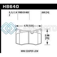 HAWK PERFORMANCE HB640N.550 09-10 MINI COOPER HP+ AUTOCROSS FRONT BRAKE PADS