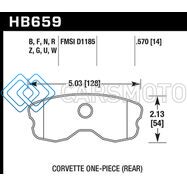 HAWK PERFORMANCE HB659F.570 06-10 CHEVY CORVETTE (IMPROVED PAD DESIGN) REAR HPS SREET BRAKE PADS