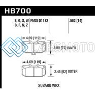 HAWK PERFORMANCE HB700E.562 06-07 SUBARU WRX BLUE 9012 FRONT RACE PADS