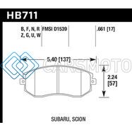 HAWK PERFORMANCE HB711Q.661 DTC-80 13 SUBARU BRZ/13 LEGACY 2.5I/13 SCION FR-S FRONT RACE BRAKE PADS