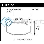 HAWK PERFORMANCE HB727N.592 14-15 CHEVROLET CORVETTE STINGRAY Z51 (W/ J55 BRAKE PACKAGE) HP+ STREET REAR BRAKE PADS