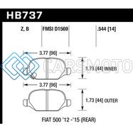 HAWK PERFORMANCE HB737B.544 12-15 FIAT 500 ABARTH REAR HPS 5.0 BRAKE PADS