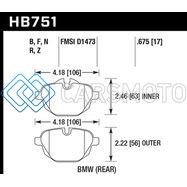 HAWK PERFORMANCE HB751B.675 2015 BMW 428I GRAN COUPE / 11-16 535I / 11-16 X3/X4 HPS 5.0 REAR BRAKE PADS