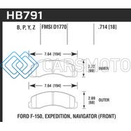 HAWK PERFORMANCE HB791Y.714 14-16 FORD F-150 LTS STREET FRONT BRAKE PADS