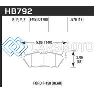 HAWK PERFORMANCE HB792Z.676 15 FORD F-150 PERFORMANCE CERAMIC STREET REAR BRAKE PADS