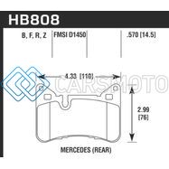 HAWK PERFORMANCE HB808B.570 2012-2015 MERCEDES BENZ C63 AMG REAR HPS 5.0 BRAKE PADS