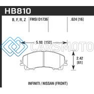 HAWK PERFORMANCE HB810B.624 14-17 INFINITI Q50 HPS 5.0 FRONT BRAKE PADS