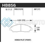 HAWK PERFORMANCE HB856F.667 09-15 HONDA PILOT HPS STREET FRONT BRAKE PADS