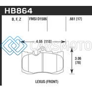 HAWK PERFORMANCE HB864F.661 13-17 LEXUS GS350/GS350 F SPORT / 12-17 LEXUS IS350 HPS STREET FRONT BRAKE PADS