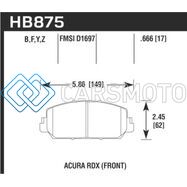 HAWK PERFORMANCE HB875F.666 14-17 ACURA RDX/RLX HPS STREET FRONT BRAKE PADS