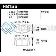 HAWK PERFORMANCE HB155E.580 93-95 MAZDA RX-7 BLUE 9012 FRONT BRAKE PADS