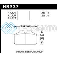 HAWK PERFORMANCE HB237M.625 WILWOOD BB / AP RACING / OUTLAW BLACK REAR BRAKE PADS