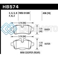 HAWK PERFORMANCE HB574F.636 07+ MINI COOPER HPS STREET REAR BRAKE PADS