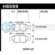 HAWK PERFORMANCE HB599B.616 14-15 INFINITI Q60 HPS 5.0 FRONT BRAKE PADS