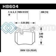 HAWK PERFORMANCE HB604D.598 08-13 BMW 135I 3.0L BASE REAR ER-1 BRAKE PADS