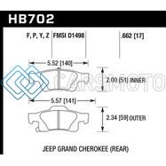 HAWK PERFORMANCE HB702B.662 11-12 DODGE DURANGO / 11-12 JEEP GRAND CHEROKEE HPS 5.0 REAR STREET BRAKE PADS
