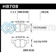 HAWK PERFORMANCE HB708B.738 18-19 BMW X6 XDRIVE35I 3.0L HPS 5.0 FRONT BRAKE PADS