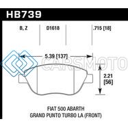 HAWK PERFORMANCE HB739B.715 2013 FIAT 500 ABARTH FRONT HPS 5.0 STREET BRAKE PADS