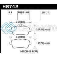 HAWK PERFORMANCE HB742B.690 12-15 MERCEDES-BENZ ML350/550 HPS 5.0 REAR BRAKE PADS