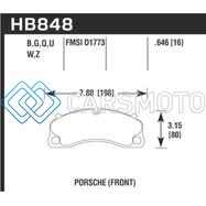 HAWK PERFORMANCE HB848B.646 14-19 PORSCHE 911 GT3/GT3 RS / 2016 PORSCHE CAYMAN GT4 HPS 5.0 FRONT BRAKE PADS