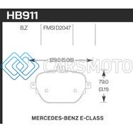 HAWK PERFORMANCE HB911B.654 17-18 MERCEDES-BENZ E43 AMG 4MATIC 3.0L/ 2018 MERCEDES-BENZ E400 HPS 5.0 STREET REAR BRAKE PADS