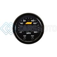 AEM 30-0313 X-SERIES 0-160 MPH BLACK BEZEL W/ BLACK FACE GPS SPEEDOMETER GAUGE